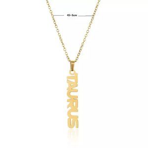Gold Vertical Zodiac Sign Necklace